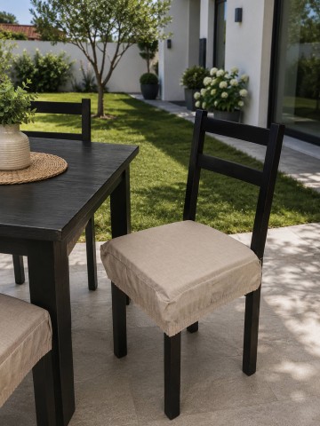 NEW EDGAR SET 2 CUSCINI PER SEDIE QUADRATI CON ELASTICO BEIGE
