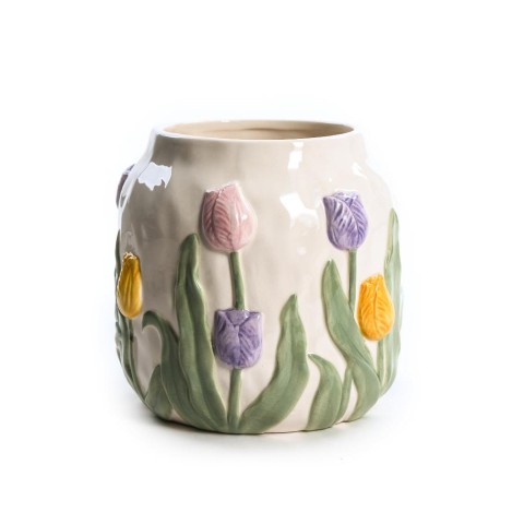 VASO TULIPANO RELIEF IN CERAMICA 49717