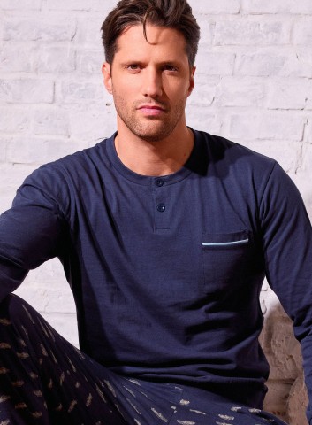 PIGIAMA UOMO COTONE MANICA LUNGA SERAFINO VNT753994 INFIORE BLU