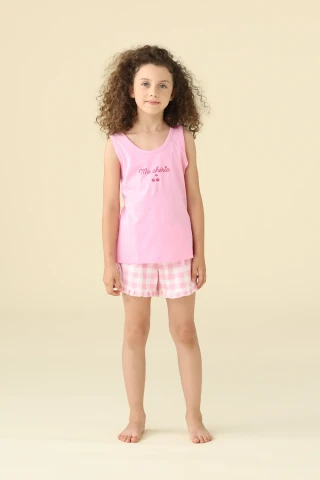 PIGIAMA BAMBINA COTONE SPALLA LARGA FE002620 FUXIA