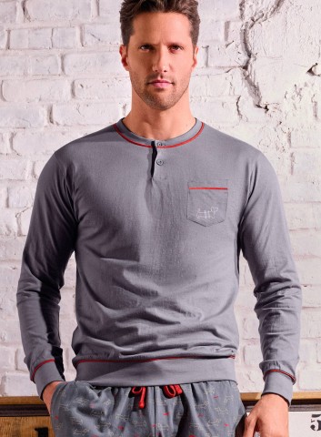 PIGIAMA UOMO COTONE MANICA LUNGA SERAFINO PLY754268 INFIORE GRIGIO