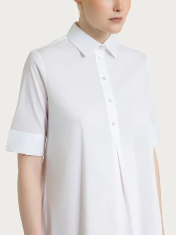 Abito con collo a camicia in Poplin di Cotone DS52DI BIANCO