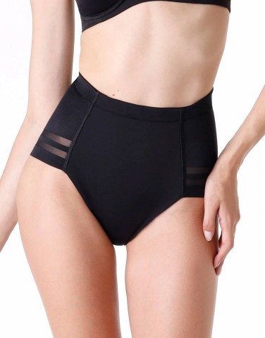 Guaina contenitiva Modern Shaping in microfibra doppiata e tulle 9L0CVP NERO