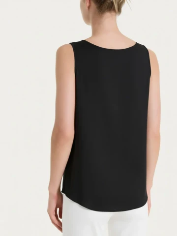 Top con spalla larga in Voile Stretch DS25S2 NERO