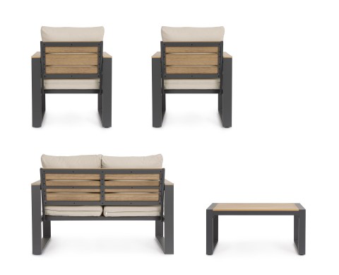 SET 4 SALOTTO CON CUSCINO LEANDRO ANTRACITE -BEIGE 0663881 BIZZOTTO