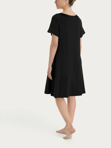 Abito con collo a sviluppo circolare in Viscosa Summer DT32D7 NERO