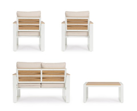 SET 4 SALOTTO CON CUSCINI LEANDRO BIANCO-BEIGE 0663882