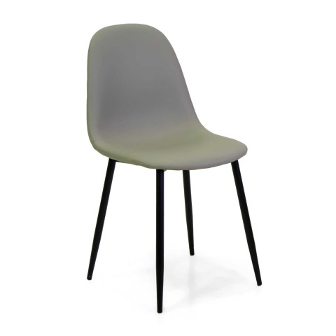 Sedia ecopelle Jacky grigio tortora struttura nero cm43x55h48/86