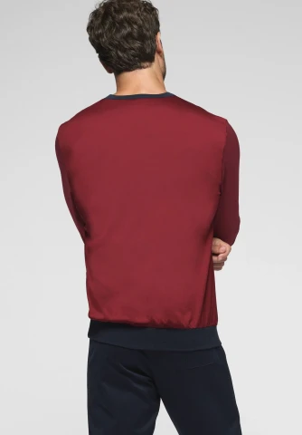 Pigiama Lungo con Polsini in Filo di Scozia Venezia VPRT00350 BORDEAUX