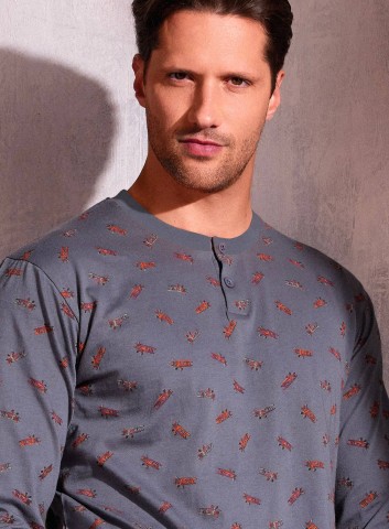 PIGIAMA UOMO COTONE MANICA LUNGA SERAFINO PLN753989 INFIORE ANTRACITE