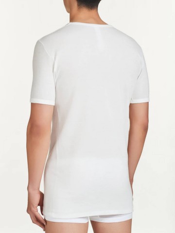 MAGLIA SINTONIA MEZZA MANICA SCOLLO A V RAGNO 065458 BIANCO LANA