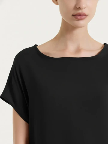 Blusa con manica a kimono in Voile Stretch DS25S7 RAGNO NERO