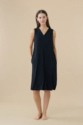 ABITO DONNA SPALLA LARGA VISCOSA LA003611 BLACK