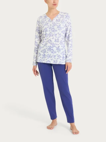 PIGIAMA DONNA Manica lunga SERAFINO DT04NU ragno 010F FANTASIA BIANCO