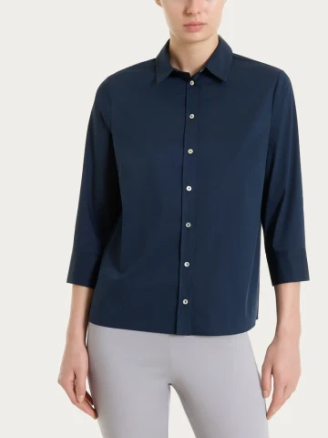 Camicia con manica 3/4 in Poplin di cotone DS52SW BLUE