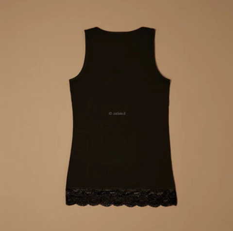 CANOTTA CON PIZZO IN COTONE MODAL SPALLA LARGA JADEA 4328 NERO