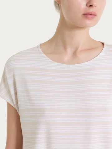 Maglietta girocollo a righe alternate in Viscosa Summer DT13TJ RAGNO FANT.CHAMPIGNON