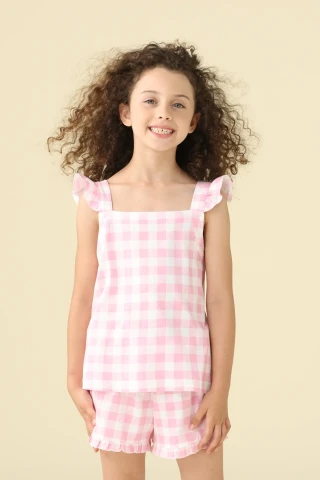 PIGIAMA BAMBINA COTONE BRETELLINA FE002607 FUXIA