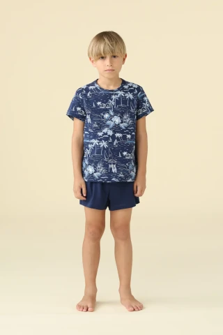 PIGIAMA BAMBINO COTONE MEZZA MANICA FE002638 MEDIEVAL BLUE