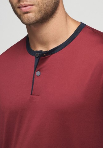 Pigiama Lungo con Polsini in Filo di Scozia Venezia VPRT00350 BORDEAUX