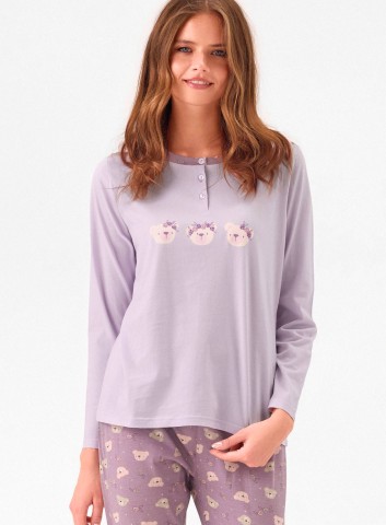 PIGIAMA DONNA COTONE Manica lunga serafino HNY654032 infiore MALVACHIARA