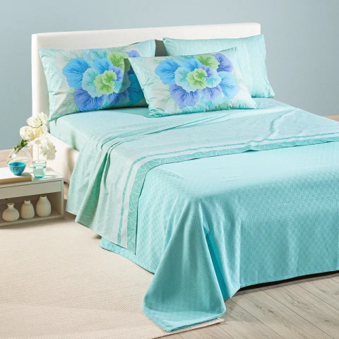 Completo Lenzuola In Cotone Madreperla Matrimoniale Caleffi ANICE