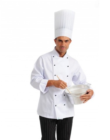 GIACCA CUOCO MANICA LUNGA TRICOLORE G0018 BIANCO