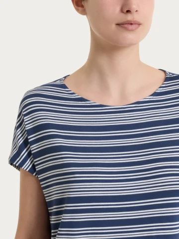 Maglietta girocollo a righe alternate in Viscosa Summer DT13TJ RAGNO FANT. OCEANA
