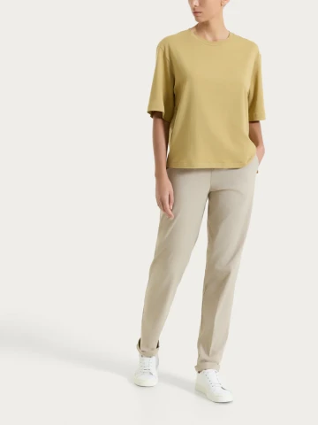 Maglietta boxy tinta unita in Ultralight DN17TO KHAKI