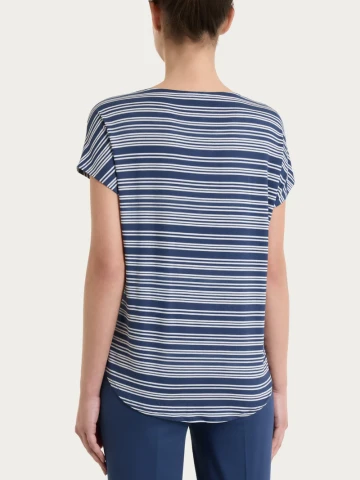 Maglietta girocollo a righe alternate in Viscosa Summer DT13TJ RAGNO FANT. OCEANA