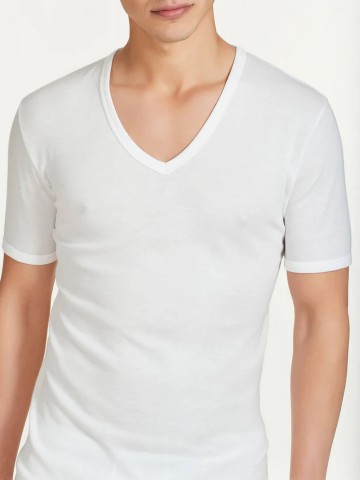 MAGLIA SINTONIA MEZZA MANICA SCOLLO A V RAGNO 065458 BIANCO LANA