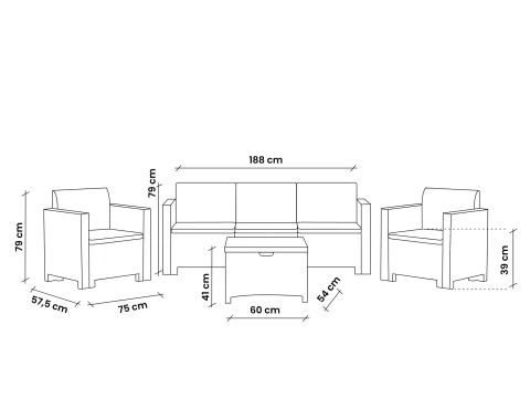 SET SALOTTO NEBRASKA 3 GRAPHITE 9068.4