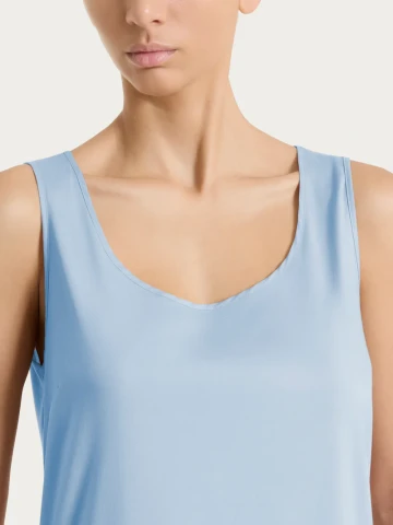 Top con spalla larga in Voile Stretch DS25S2 DUSTY BLUE