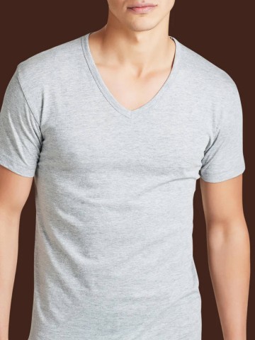 MAGLIA MEZZA MANICA SCOLLO A V PACCO DOPPIO RAGNO 601418 ARGENTO