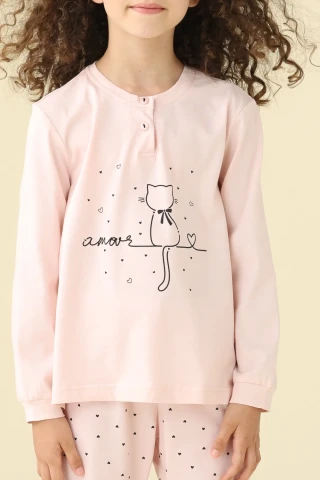 PIGIAMA BAMBINA COTONE MANICA LUNGA FE002608 PINK/ROSE