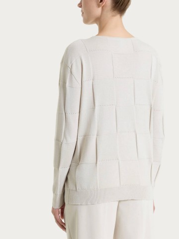 Maglia a manica lunga con fantasia check in Puro Cotone DS08M9 RAGNO CHAMPIGNON