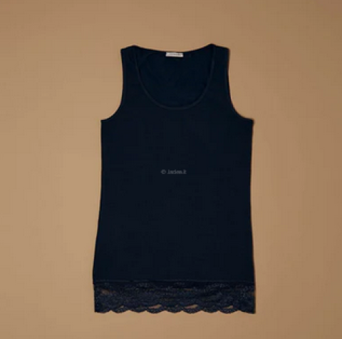 CANOTTA CON PIZZO IN COTONE MODAL SPALLA LARGA JADEA 4328 BLU