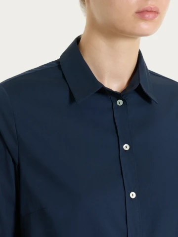 Camicia con manica 3/4 in Poplin di cotone DS52SW BLUE