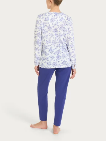 PIGIAMA DONNA Manica lunga SERAFINO DT04NU ragno 010F FANTASIA BIANCO