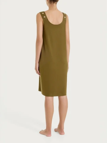 Abito smanicato con collo a sviluppo circolare in Viscosa Summer DT32DI DARK OLIVE