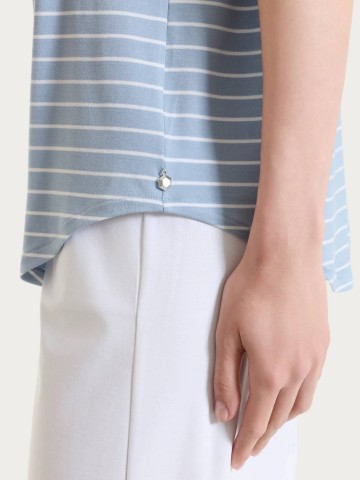 Maglietta a righe con collo a barchetta in Summer Light Piquet DT05TB RAGNO FANT. DUSTY BLUE
