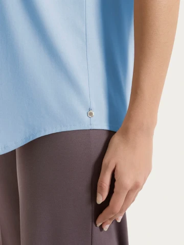 Top con spalla larga in Voile Stretch DS25S2 DUSTY BLUE