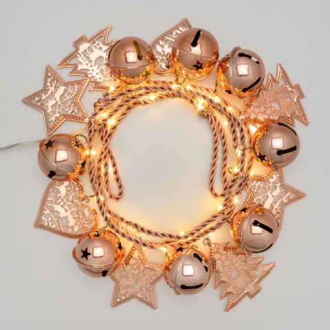 CATENA RAME CON DECORAZIONI IN METALLO 36 MICROLED LOTTI 49956