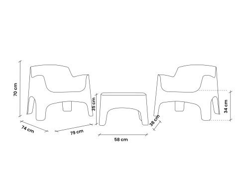 SET IBIZA TERRACE 221 BICA GRAFITE