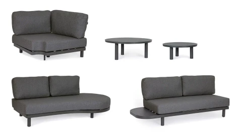 SET SALOTTO ANGOLARE CON CUSCINI HERCULES ANTRACITE