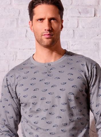 PIGIAMA UOMO COTONE MANICA LUNGA SERAFINO VNT753995 INFIORE GRIGIO