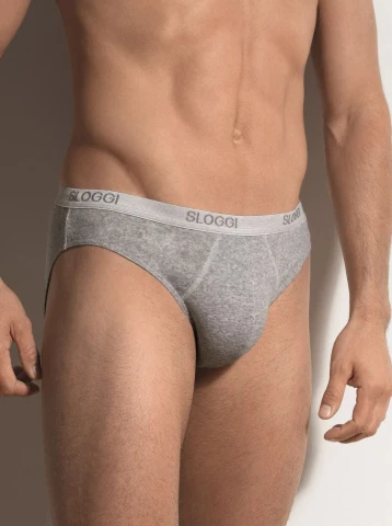 BASIC SLIP MINI PACCO DOPPIO SLOGGI 10020414 UOMO GRIGIO