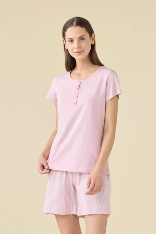 PIGIAMA DONNA COTONE MEZZA MANICA FA009566 GLICINE