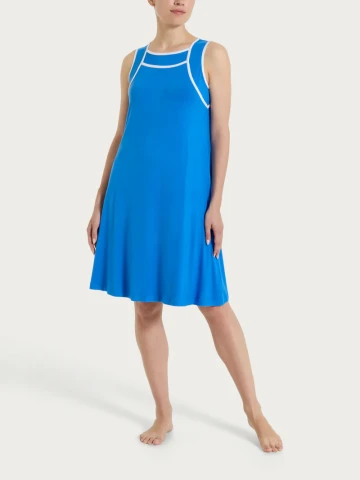 Abito smanicato con piping in Viscosa Summer DT25D2 FANT. STRONG BLUE
