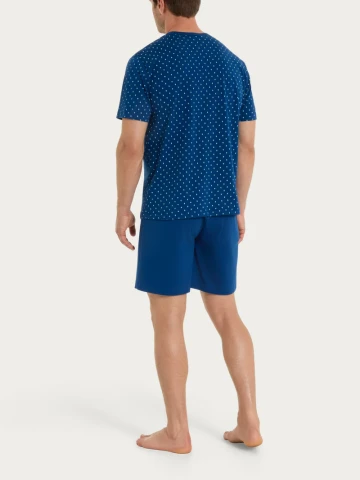 Pigiama trittico con micro rombi in Jersey di Cotone UA23NT FANT. NAVY PEONY CRAVATIER